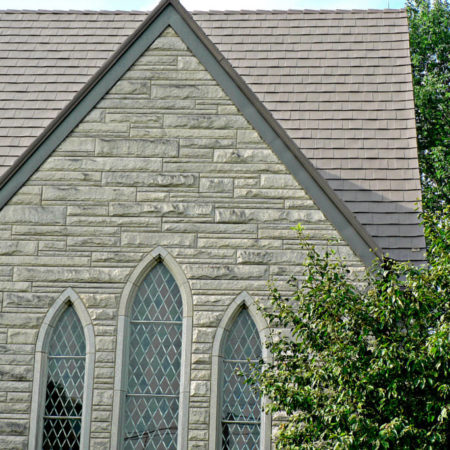 Church Roof with Shake Grey Aluminum Roof