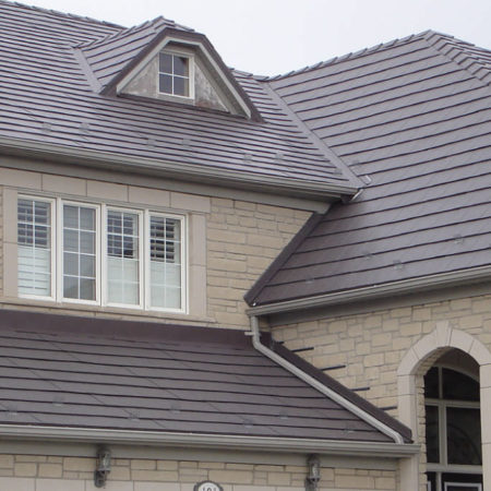 Detail Grey Metal Shingle Roof Ontario