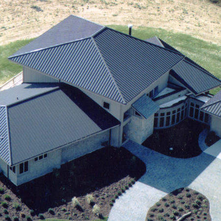 Aerial View of Clicklock Standing Seam in Shake Grey Colour.